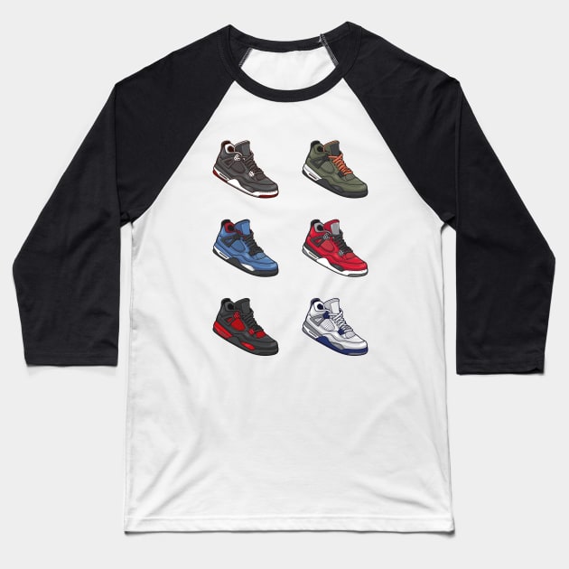 AJ 4 Retro Sneaker Collection Baseball T-Shirt by milatees